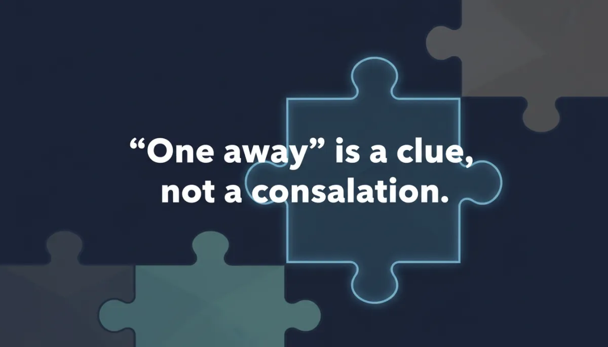 "One away" is a clue, not a consolation